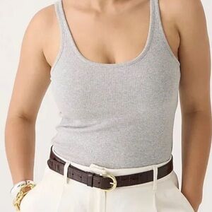 J. Crew Vintage Rib Shelf Bra Tank Top, Heather Grey
